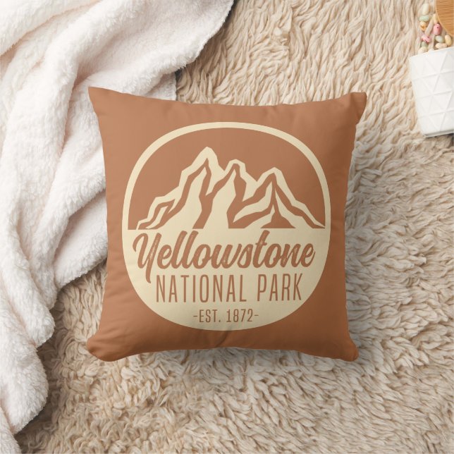 Yellowstone National Park Hiking Camping Throw Pillow (Blanket)