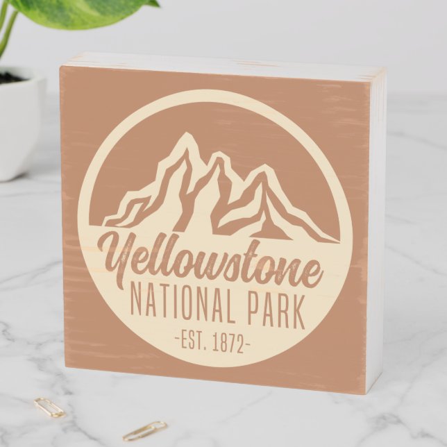 Yellowstone National Park Hiking Camping Wooden Box Sign (In Situ Horizontal)