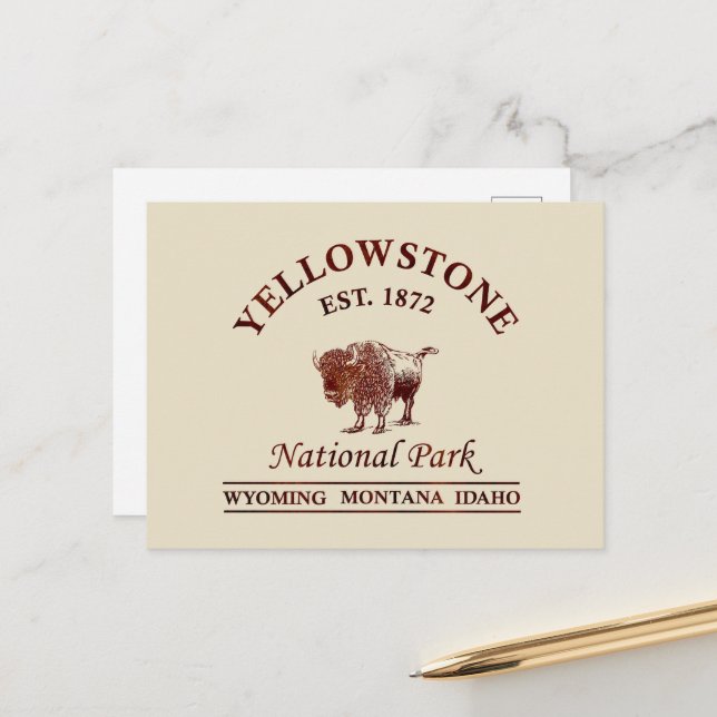Yellowstone national park holiday postcard (Front/Back In Situ)