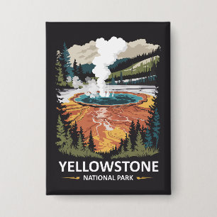 Yellowstone National Park Hot Spring Button