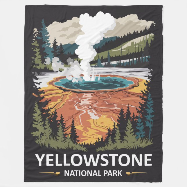Yellowstone National Park Hot Spring Fleece Blanket (Front)