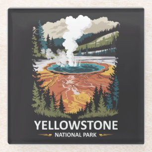Yellowstone National Park Hot Spring Glass Coaster