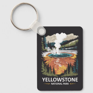 Yellowstone National Park Hot Spring  Keychain