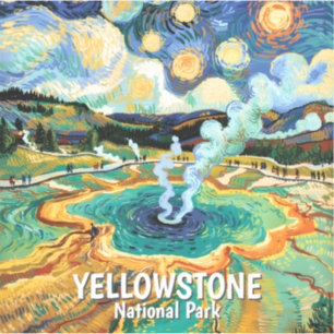 Yellowstone National Park Hot Spring Van Gogh Art Sticker