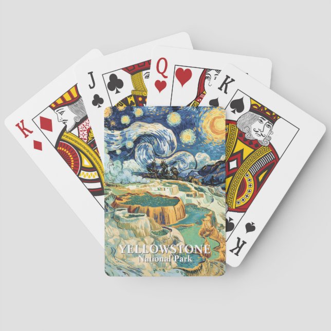 Yellowstone National Park Hot Springs Van Gogh Art Poker Cards (Back)