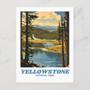 Yellowstone National Park illustration retro Decor Postcard