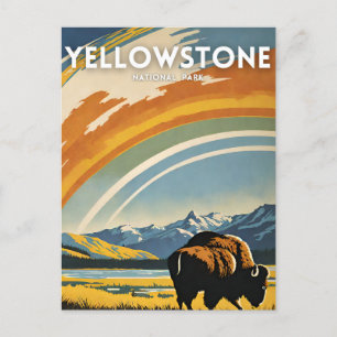 Yellowstone National Park illustration retro Postcard