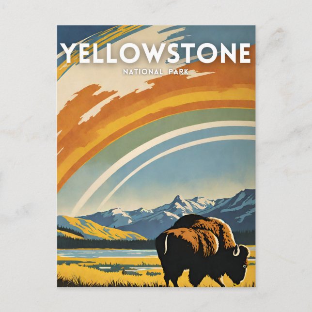 Yellowstone National Park illustration retro Postcard (Front)
