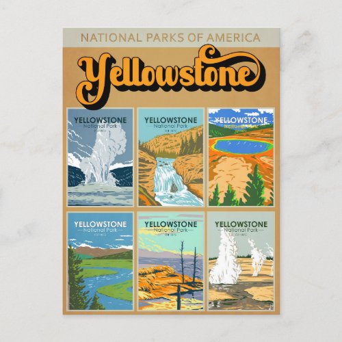 Yellowstone National Park Landmark Collage Postcard
