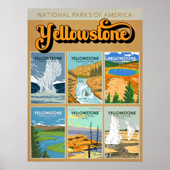 Yellowstone National Park Landmark Collage Poster | Zazzle.com