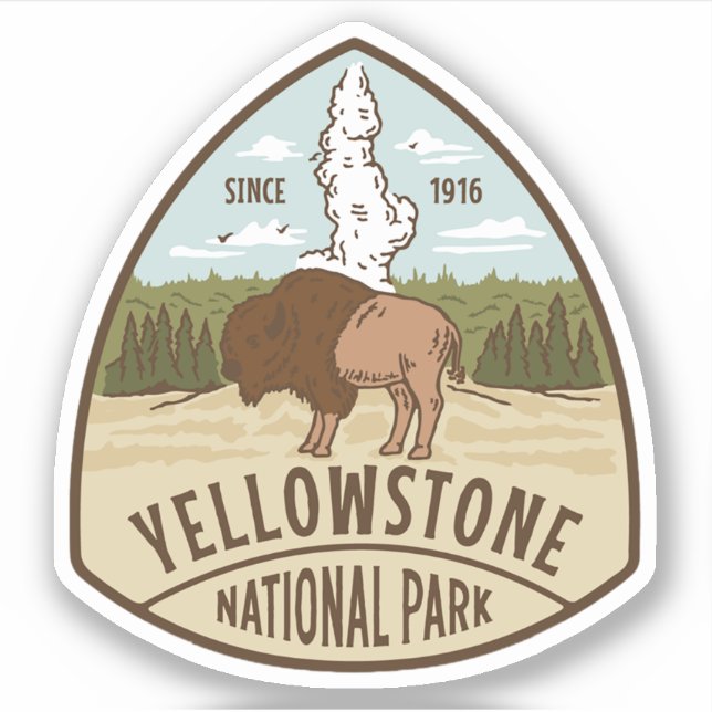 Yellowstone National Park Large Vinyl Sticker (Front)