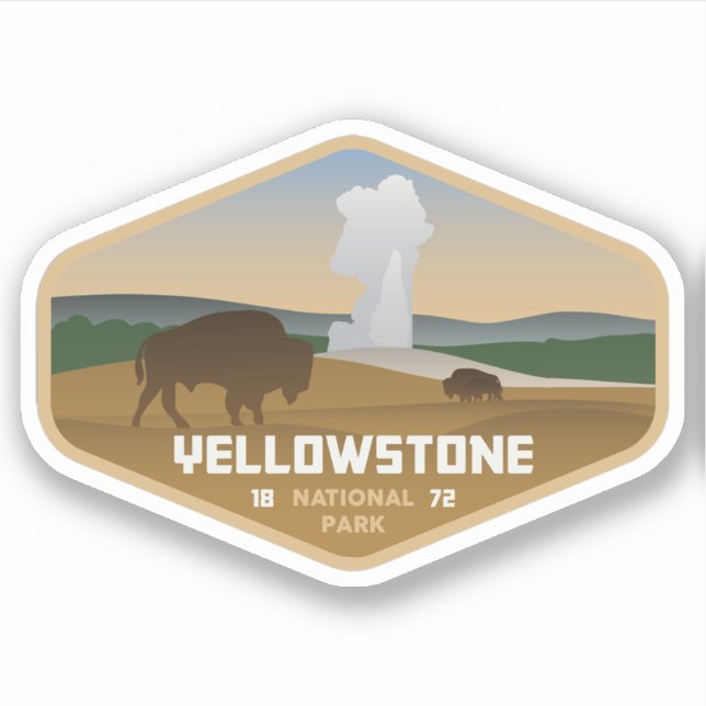 Yellowstone National Park Large Vinyl Sticker (Front)