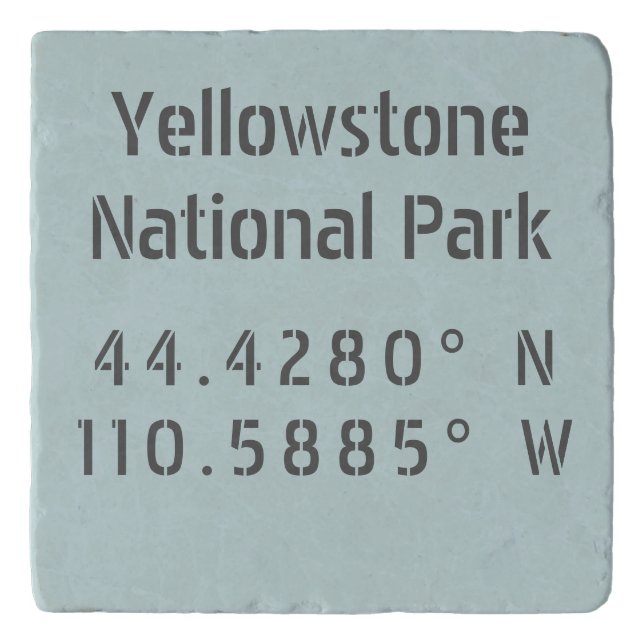 Yellowstone National Park Latitude Longitude Trivet (Front)