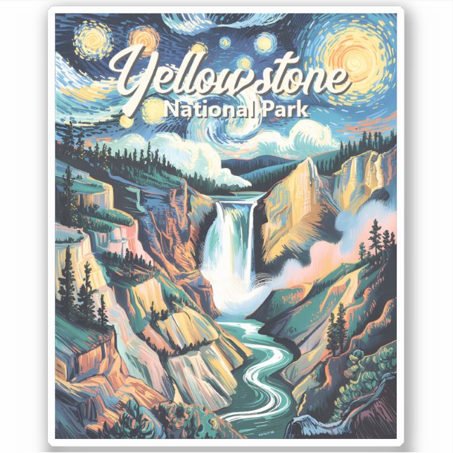 Yellowstone National Park Lower Falls Vibrant Sticker (Front)