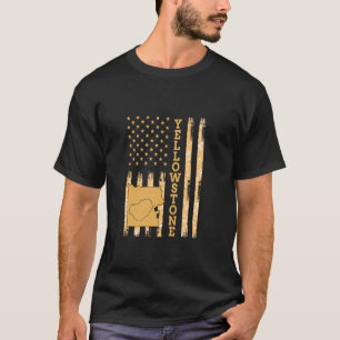 Yellowstone National Park Map America USA Flag  T-Shirt