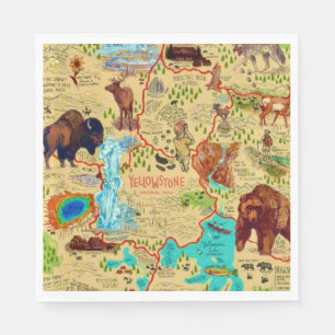 Yellowstone National Park Map Napkins