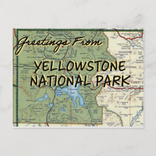 Yellowstone National Park Map Postcard