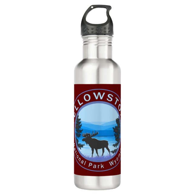 Yellowstone National Park Moose Stainless Steel Water Bottle (Front)