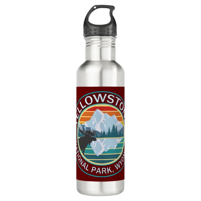 Yellowstone National Park Moose Stainless Steel Water Bottle (Front)