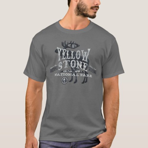 Yellowstone National Park Moose T-Shirt grey