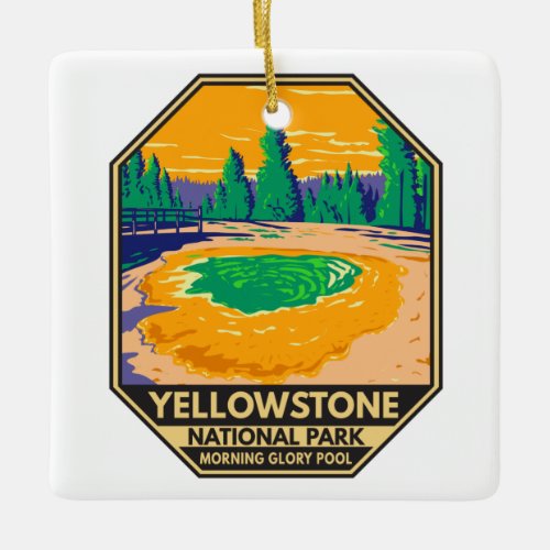 Yellowstone National Park Morning Glory Pool Retro Ceramic Ornament