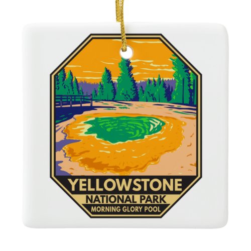 Yellowstone National Park Morning Glory Pool Retro Ceramic Ornament