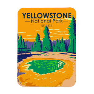 Yellowstone National Park Morning Glory Pool Retro Magnet