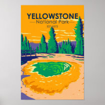Yellowstone National Park Morning Glory Pool Retro