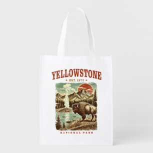 Yellowstone National Park – Mountain and Bison Grocery Bag