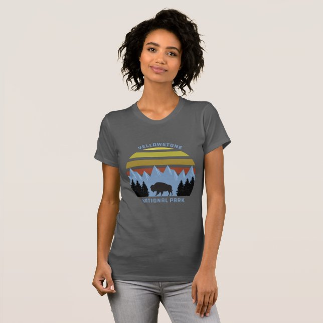 Yellowstone National Park Mountain Souvenir T-Shirt (Front Full)