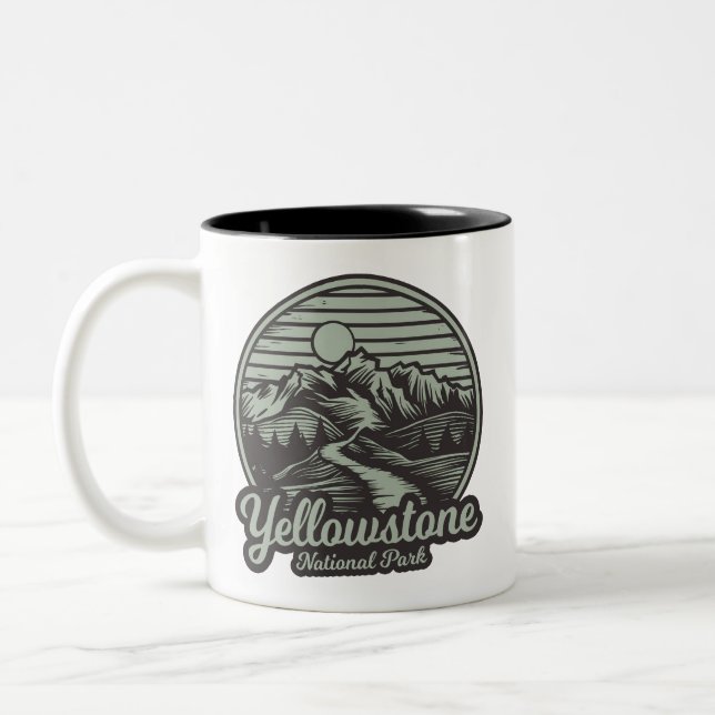 Yellowstone National Park Mountain Trail Two-Tone Coffee Mug (Left)