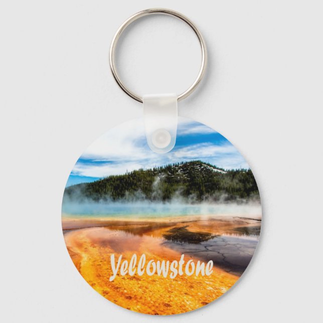 Yellowstone National Park Mountains Nature Animals Keychain (Front)