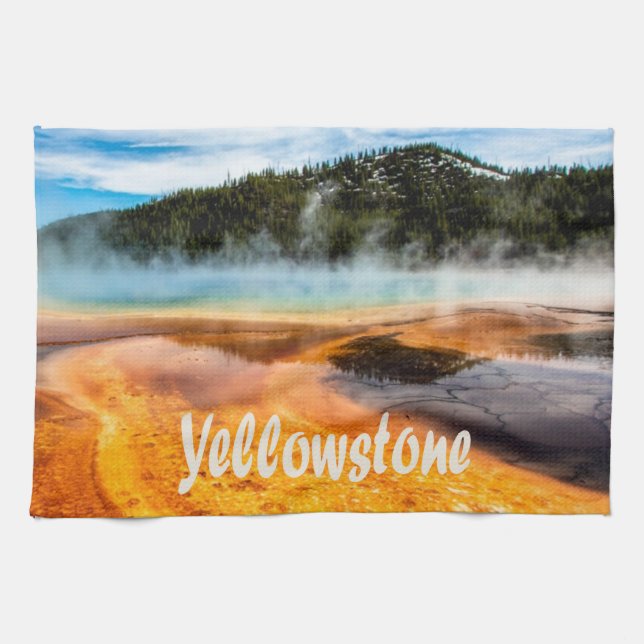 Yellowstone National Park Mountains Nature Animals Kitchen Towel (Horizontal)