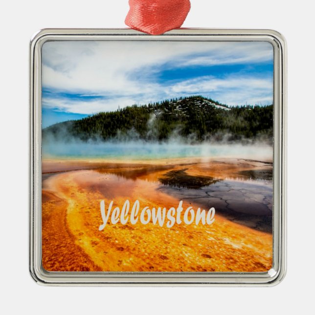 Yellowstone National Park Mountains Nature Animals Metal Ornament (Front)