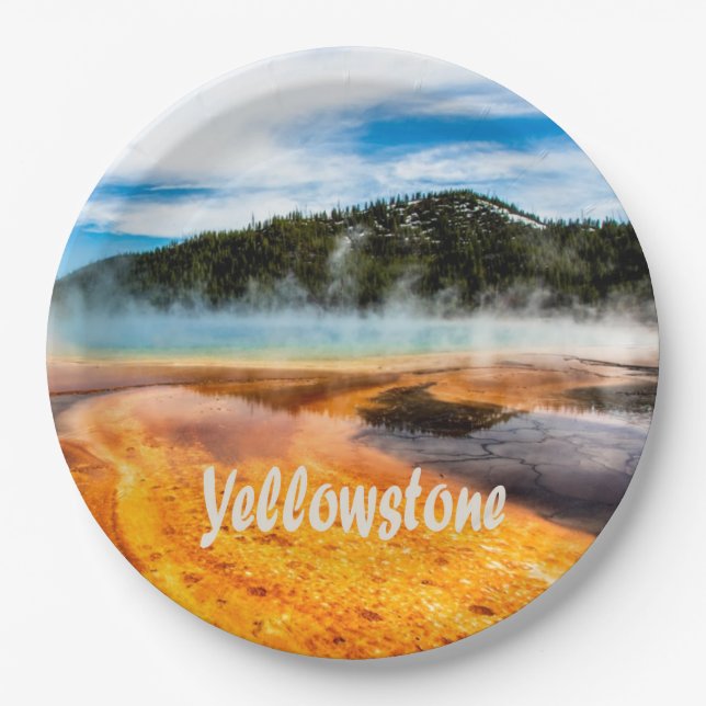 Yellowstone National Park Mountains Nature Animals Paper Plates (Front)