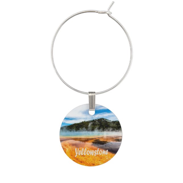 Yellowstone National Park Mountains Nature Animals Wine Charm (Front)
