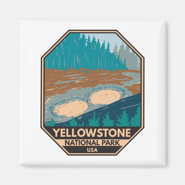 Yellowstone National Park Mud Volcano Vintage  Magnet (Front)