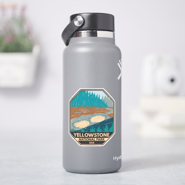 Yellowstone National Park Mud Volcano Vintage Sticker (HydroFlask)