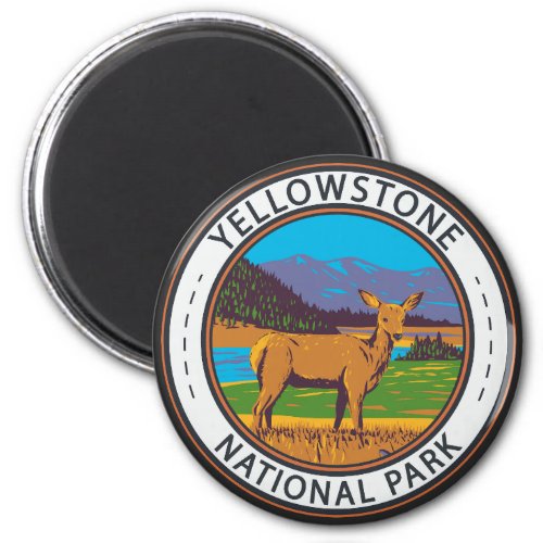 Yellowstone National Park Mule Deer Circle Magnet