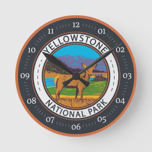 Yellowstone National Park Mule Deer Circle Round Clock