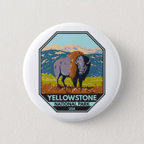 Yellowstone National Park North American Bison   Button