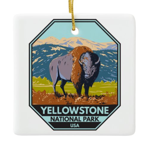Yellowstone National Park North American Bison  Ceramic Ornament