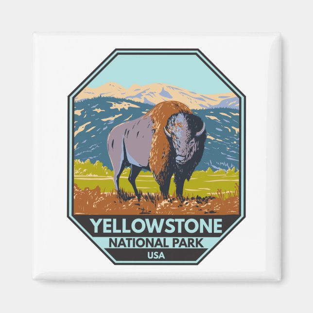 Yellowstone National Park North American Bison  Magnet (Front)