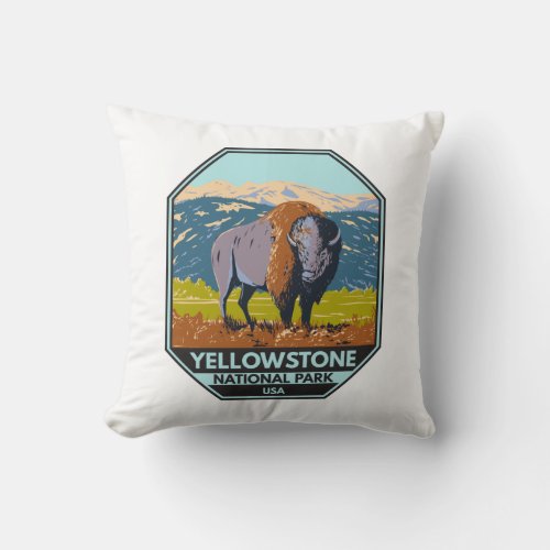 Yellowstone National Park North American Bison  Throw Pillow