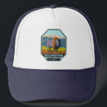 Yellowstone National Park North American Bison  Trucker Hat<br><div class="desc">Yellowstone vector artwork design. The park features dramatic canyons,  alpine rivers,  lush forests,  hot springs and gushing geysers,  including its most famous,  Old Faithful.</div>