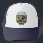 Yellowstone National Park North American Bison  Trucker Hat<br><div class="desc">Yellowstone vector artwork design. The park features dramatic canyons,  alpine rivers,  lush forests,  hot springs and gushing geysers,  including its most famous,  Old Faithful.</div>
