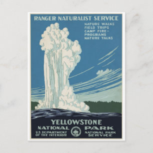 Yellowstone National Park Old Faithful 1938 Postcard