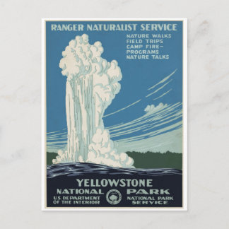 Yellowstone National Park Old Faithful 1938 Postcard