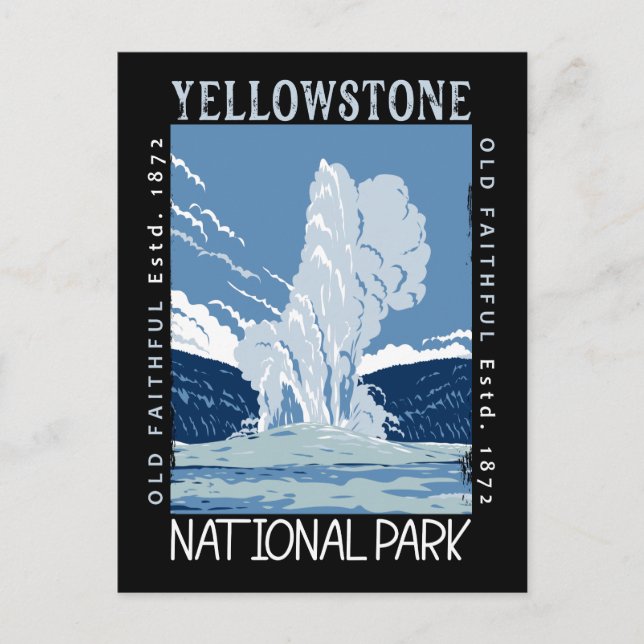 Yellowstone National Park Old Faithful Distressed Postcard (Front)