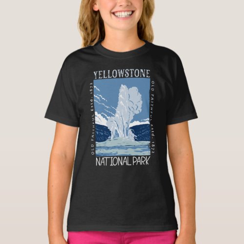 Yellowstone National Park Old Faithful Distressed  T_Shirt